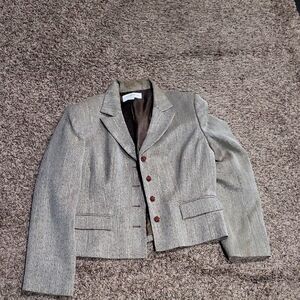 Liz Claiborne Herringbone Blazer with Brown Lining